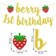 32 piezas Decoraciones de fiesta con temática de fresa: adornos colgantes en espiral, banners de fresa para el primer cumpleaños, remolinos de papel de aluminio de fresas para el techo, suministros para fiestas de primer cumpleaños con tema de fresa, decoración para el hogar - Multicolor - Ver 7