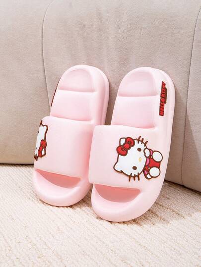  Sanrio Hello Kitty 女童露趾拖鞋，Sanrio 鞋，可爱卡通鞋，透气防滑厚底拖鞋，适合室内家居浴室