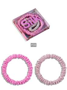 SUNCDELV SLIK 2pcs 100% Mulberry Silk Hair Scrunchies, High Quality Hair Ties (22mm), Women & Girls Hair Accessories, Pink Gift Box Ponytail Holder - Multicolor - View 31