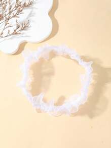 1pc White Lace Elastic Garter, Simple Solid Leg Chain, Elegant Bridal Thigh Ring For Wedding Season