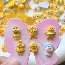10/20/30pcs Cross-Border Cartoon Duck Decorative Beads Jewelry Sports Entertainment Hat Small Yellow Duck DIY Hair Clip Handmade Resin Accessories - Duck - View 4