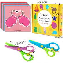 96pcs/48pcs Fun Paper Cutting Craft Kits, Paper Art, Scissor Skills Activity Cut-Out Books, Brilliant Children Art & Handcraft, Comes With Safe Scissor Craft Set (Random Color Scissors), Thick Paper Box Packaging