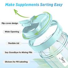 7 格巨型药丸收纳盒、维生素补充剂容器和药瓶架、大容量药物储存盒，可供一个月用量