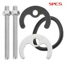 5pcs Stainless Steel Faucet Fixing Hardware Kit - Includes Washers, Locking Nuts, Horseshoe Pieces For Faucet Repair