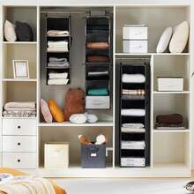 1 件无纺布悬挂式储物袋，多功能衣柜整理袋，防水防尘分层悬挂式储物袋，适用于衣服、内衣、家用袋，适用于学校、学校配件、学校用品 - 灰色 - 查看 8