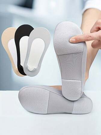3/2/1双船袜球形脚垫海绵垫减震夏季薄款冰丝透气浅口隐形防滑硅胶船袜提供3d足弓支撑透气舒适隐形防滑