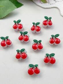 10pcs/Pack New Mini Cherry Barrettes For Kids, Versatile Short Hair Clips, Side Bang Hair Accessories