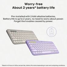Logitech K380 Bluetooth Wireless Keyboard, Multi-Device Connection, Efficient Office Anytime Anywhere, Ultra-Thin Portable, Compatible With IPad/Tablet/Laptop/Smartphone - Purple - View 4