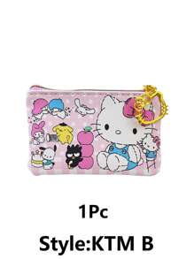 Sanrio 1Pc Hello Kittys Coin Purse Cute Cartoon With KT Cat Character Zipper Design Storage Bag Gift(Some Parts May Be Random)