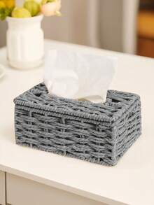 1 hộp đựng khăn giấy hình chữ nhật dệt thủ công, Vỏ hộp khăn giấy bằng mây, Hộp đựng khăn giấy dệt phong cách Bohemian, Thích hợp cho phòng tắm, phòng ngủ, kệ, phòng khách, Hộp đựng khăn giấy thủ công có nắp và lót, Hộp đựng khăn giấy bằng giấy, Thích hợp cho gia đình, nhà hàng, khách sạn, Thiết kế tối giản hiện đại, Phù hợp cho văn phòng - Xám - Xem 7