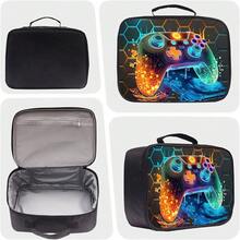 3件套游戏主题背包套装（黑色/荧光色/彩色），包含手提包、铅笔盒和收纳袋 - 耐用涤纶材质，轻便时尚，混色设计 - 彩色 - 查看 9