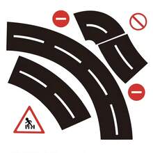 1卷自粘道路轨道交通胶带贴纸，铁路公路汽车弯道贴纸，交通胶带，学校用品，返校贴纸，剪贴簿用品，趣味贴纸，笔记本电脑贴纸，Kindle手机贴纸 - 彩色 - 查看 10