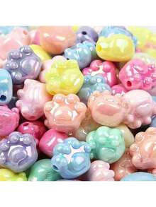10/20/30pcs Fashionable Cute Colorful Cat Paw Acrylic Beads For DIY Jewelry Making - Bead - View 6