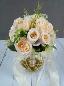 1 件多色新娘花束，人造仿真玫瑰，牡丹花束，适合新娘、伴娘、婚礼派对、教堂、家居装饰