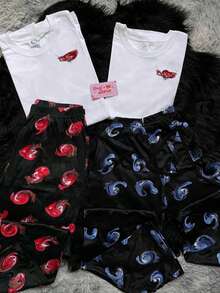 Pijama para parjea carrsos casual 4 pz  Dibujos animados - Negro - Ver 2