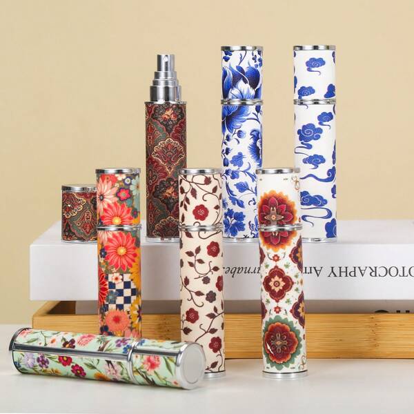 Botella de perfume vintage rellenable de 10ml con diseño floral - Envuelta en, atomizador de viaje