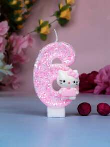 Sanrio 1 pezzo - Candela per festa di compleanno/festival a tema Sanrio, Dolce candela rosa di Hello Kitty, disponibile nei numeri da 0 a 9, decorazione per torta adorabile a forma di gattino