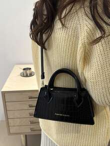 2025新款时尚女士托特包休闲通勤斜跨包时尚简约单肩手提包 - 黑色 - 查看 6