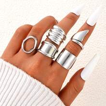 3pcs/5pcs/8pcs/15pcs Set Minimalist Exaggerated Ripple Asymmetrical Ring Set For Women, Party/Vacation/Daily Wear (No Box) - Yellow Gold - View 8