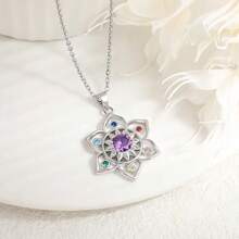 Collana con pendente floreale in zirconia cubica regolabile e colorato, per un uso quotidiano, ipoallergenica, articolo di moda, idea regalo per il compleanno delle donne