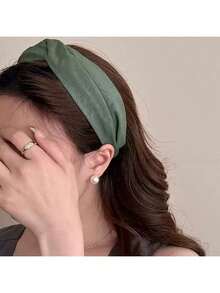 复古香港风格女士发带，2024 新款皮革十字架厚顶结头带，发髻夹，发带，发箍头带，头饰