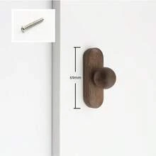北欧胡桃木橱柜把手简约圆形抽屉拉手优质实木旋钮适用于衣柜厨柜 - 彩色 - 查看 14