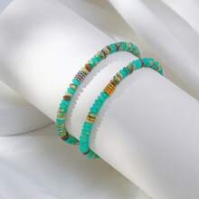 1pc Fashion Minimalist Versatile Stainless Steel & Natural Stone Bracelet, Multi-Color Options Suitable For Women Daily Wear