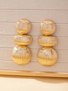 One Pair Of Fation Stud Earrings Clear Surface Chunky Jewelry