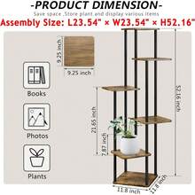 Plant Stand 5 Tier Indoor Metal Flower Shelf For Multiple Plants Corner Tall Flower Holders For Patio Garden Living Room Balcony Bedroom, Black (5 Tier-Black) - 6層-黑色+鄉村棕色 - 查看 4