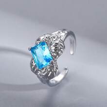 1 Stück asymmetrisch designter Zirkonia Offener Ring für Damen, exquisit einfacher minimalistischer Fingerring