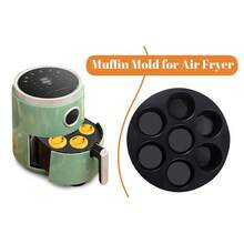 蛋糕海绵硅胶模具、7杯烘焙纸杯蛋糕不粘锅、空气炸锅、烘焙不粘锅、煎饼烘焙模具、烘焙模具、空气炸锅配件 - 彩色 - 查看 10