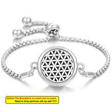 全新生命之树精油香薰手链，合金不锈钢材质，男士香氛吊坠手链，可调节腕带，香薰饰品 - 銀色 - 查看 14