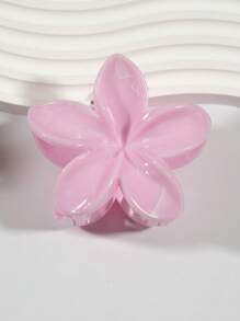 3pcs/1pc Women 8cm/3.15 Inch Pink, White, Blue Flower Shaped Plastic Hair Clips, Cute Large Size, Lightweight, Fashion Versatile, Elegant, Minimalist Style, Solid Color Hair Accessories For Daily, Casual, Party, Commute, Travel, Ponytail, Bun, Face Washing, Makeup, Outfit Matching