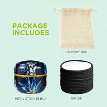 16Pcs Reusable Face Makeup Remover Pads Cleaning Face Wipes Cloth Washable Face Round Pads With Laundry Net Bag And Fashionable Metal Box Suit For Adults