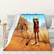 1PC Parody "Tungtungtung Sahur" Printed Flannel Wool Blanket, Machine Washable, Soft And Smooth, Digitally Printed, Knitted Fabric, 100% Polyester Fiber, Suitable For Napping, Camping, Sofas, Beds, Travel, Ideal Gift For Friends And Brothers - Multicolor - View 5