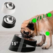 1Pc Pet Stainless Steel Double Bowl, Medium And Small Dog/Cat Melamine And Stainless Steel Food And Water Bowls, Anti-Spill Dual Pet Bowl Set, 2-In-1 Pet Bowl Cat And Dog Pet Feeding Bowl, 15-Degree Tilt, Anti-Choke, Anti-Whisker Fatigue Puppy Keep Dog Things Dog Accessories Dog Stuff