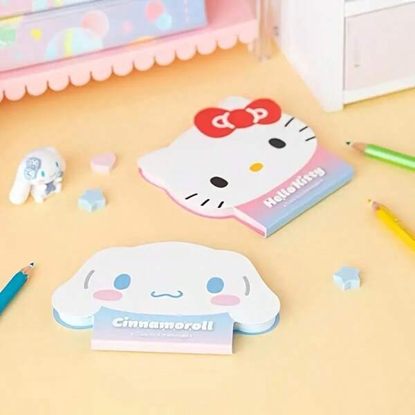 Sanrio 100pcs/Set Sanrio Kawaii Kitty Cat & Pompompurin Sticky Notes, Cute Memo Pads School Supplies, Back To School