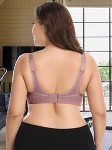Wingslove Plus Size Full Coverage Sports Bra - High Support U-Back Wireless Sports Bra, Breathable & Comfortable, Suitable For Yoga, Fitness, Running, Unpadded, Maximum Support, Full Cup Design, Wide Band Design - Mauve Purple - View 2