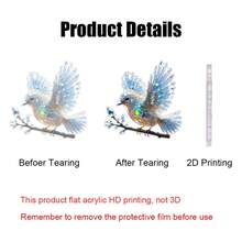 1pc-2D Flat Bird Catcher - Luxury Model, 5.9-Inch X 5.9-Inch Colored Acrylic Glass, Four-Season Decorative Door Hanger, Unique Home Garden Gift, Ideal Choice For Festival Decoration, Perfect Choice For Bird Lovers