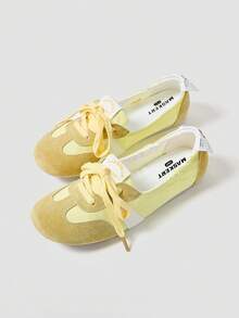 MASKERT Dambalettskor, Dam multifunktionella, moderiktiga sportskor, Platta gummiskor med mjuka sulor, Matchande vardagsskor - Gul - Visa 4