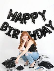 1 个 16 英寸黑色字母设计装饰气球、A-Z 铝箔字母气球、DIY 派对装饰、生日派对、结婚周年纪念、家居装饰、淋浴、婚礼、单身派对、生日快乐横幅气球标志、背景装饰、定制字母气球派对 - 黑色 - 查看 5