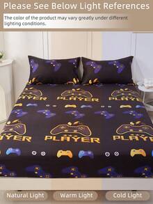 2/3pcs Printed Fitted Sheet Set, Bedding, Bed Sheets Set, Soft And Comfortable Bedding, Skin-Friendly Bed Cover Set, Mattress Protector For Bedroom, Room Decor, For All Season, Fits Twin Full King Queen Size Bed, 1 Fitted Sheet And 2 Pillowcases, Machine Washable, Fathers Day Gift, Birthday Decorations, Grad Party Decor, Fathers Day Decor, Graduation Gift, Birthday Gift - 黃色大號手柄 - 查看 8