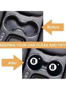 2 件黑色台球形硅胶杯垫，防滑耐热汽车杯架杯垫，汽车配件 - 黑白 - 查看 7