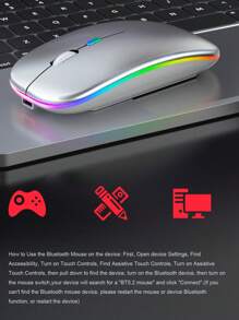 Rechargeable Bluetooth Dual Mode Backlit Wireless Mouse, Silent Wireless Mouse For Computer Laptop Office Gaming