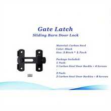 2 C Barn Door Lock, Sliding Barn Door Lock Hardware Gate Latches, Carbon Steel Door Latches For Barn Door Cabinet Window Closet Door, Black - Black - View 7