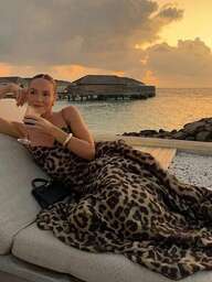 1pc Leopard All-Over Print Elegant Flounced Hem Dress, Casual Beach Party Outfit, Lightweight Woven Fabric, Spring/Summer