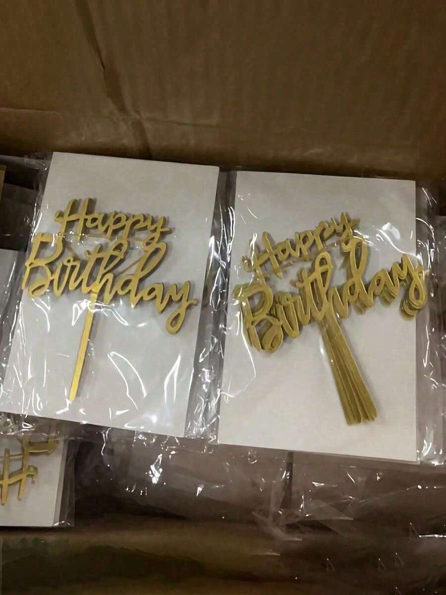 1-40个生日快乐亚克力蛋糕装饰插牌，生日蛋糕装饰，派对装饰，现代字母图案蛋糕装饰插牌，生日派对装饰，送给家人和朋友的完美纪念品 - 彩色 - 查看 1