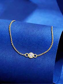 1pc S925 Sterling Silver Circle Zirconia Bracelet, With Synthetic Zirconia, Elegant Accessory For Daily Wear, Wedding, Party, Gift. Low Allergenic, Symbolizing Good Luck, Perfect Gift For Family And Friends