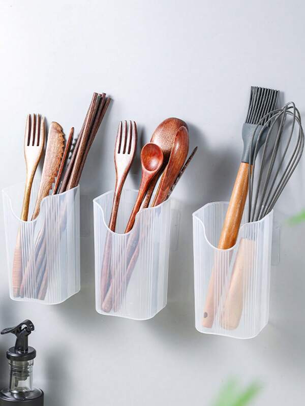 1pc,Wall-Mounted Transparent Chopsticks Holder, Home Perforation-Free Wall-Mounted Umbrella Storage Rack, Long Umbrella Stand, Umbrella Cup Plastic Storage Box