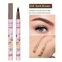 4 Colors Waterproof 4-Prong Eyebrow Pencils, Smudge-Proof, Sweat-Resistant, Long-Lasting, Dark Brown, Ash Brown, Black, Light Brown Liquid Eyebrow Pencils